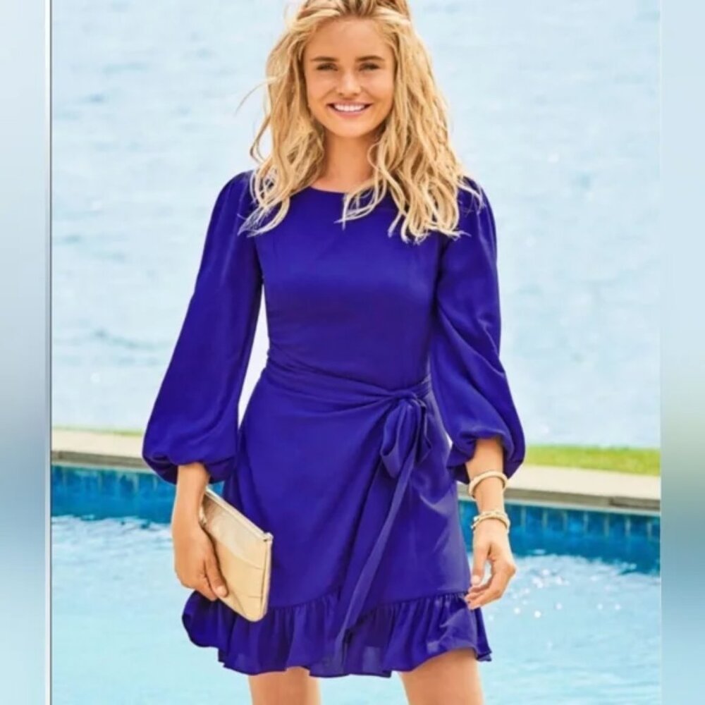 Lilly Pulitzer Stretch Wrap Dress In Galaxy Blue Size 10